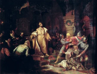El Zar Iván III rompiendo el documento del Khan Tártaro, 1862
